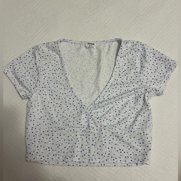 Cotton On Blue V-neck Crop Top - Picture 1 of 3